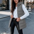 thumbnail image 2 of Cmfcve Womens Plus Size Full Zip Puffer Vest Long Hooded Sleeveless Padded Jacket Fall Winter Casual Quilted Warm Outerwear, 2 of 9