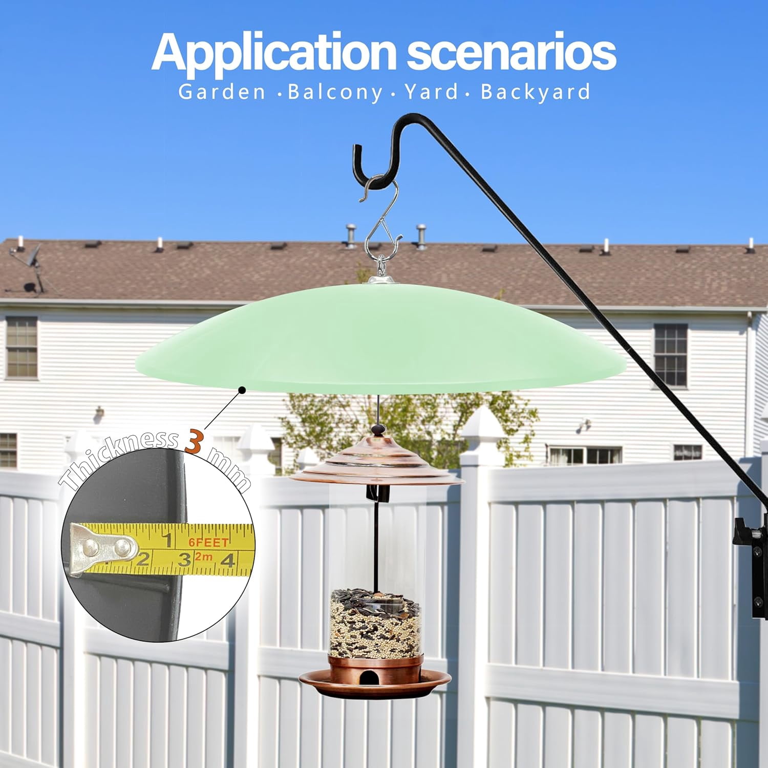 19.25-Inch Extra Large Squirrel Baffle,Hummingbird Feeder Shade Dome Cover, Bird Feeder Rain Guard, Hanging Squirrel Proof for Shepherd's Hook Outdoors(Grass Green) 2 Pack