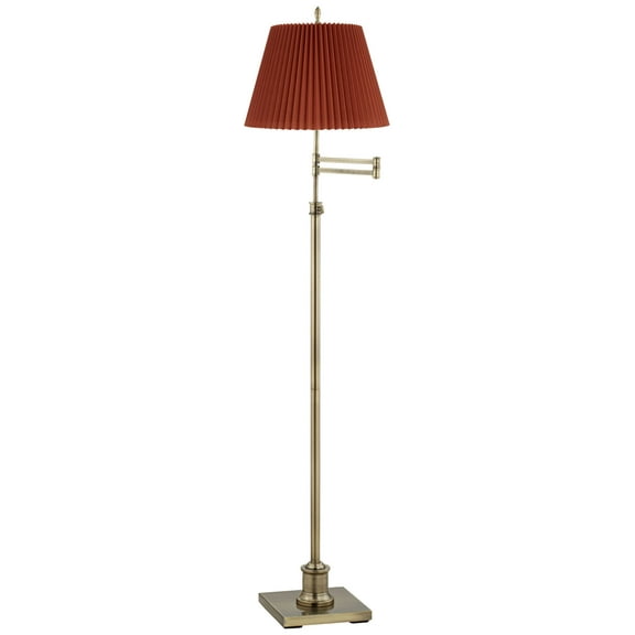 360 Lighting Westbury Modern 70" Tall Standing Floor Lamp Height Gold Metal Brass Finish Pleated Rust Brown Shade