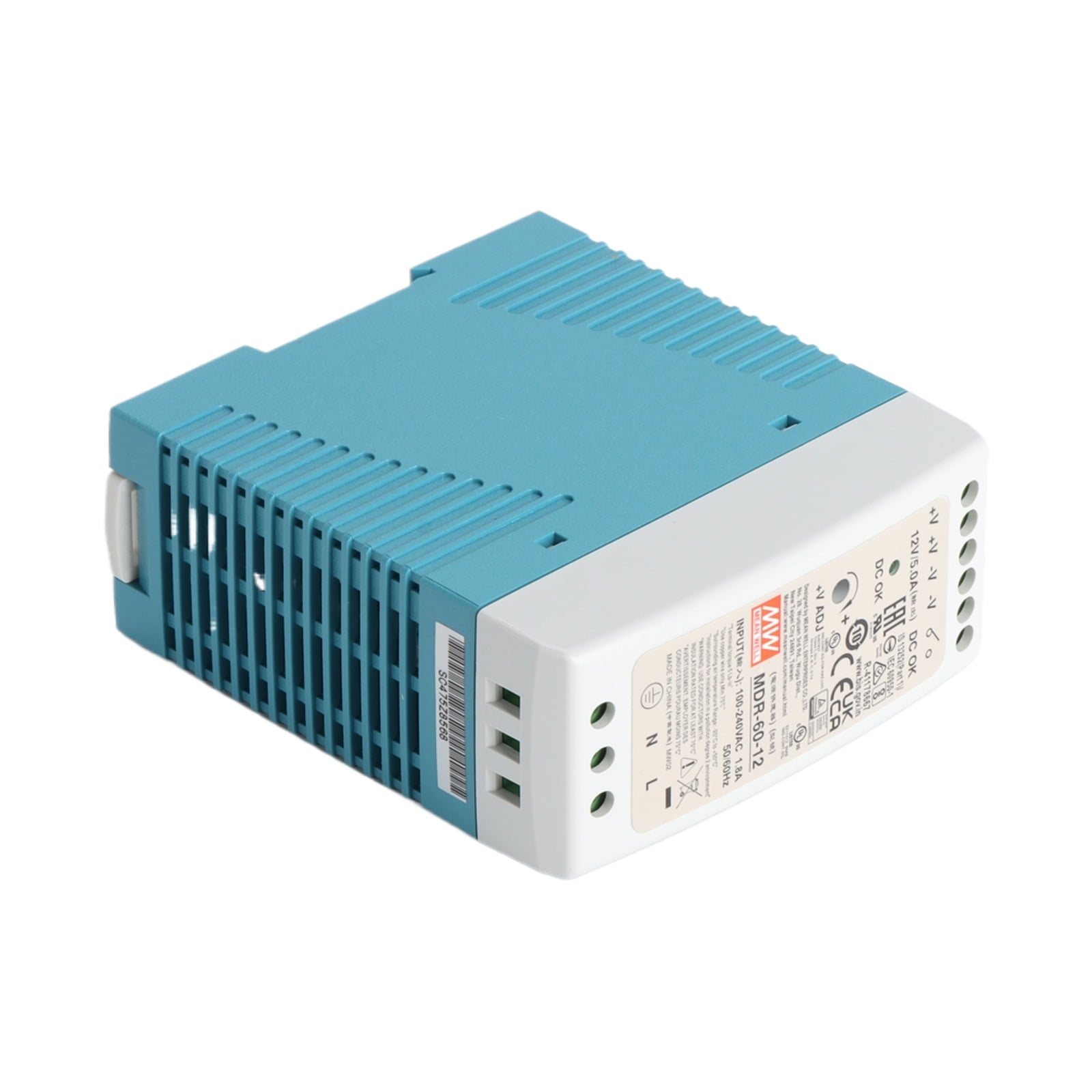 Feedannce 12V 5A 60W Industrial DIN Rail Power Supply, Automation, LED Lighting MEAN WELL MDR-60-12