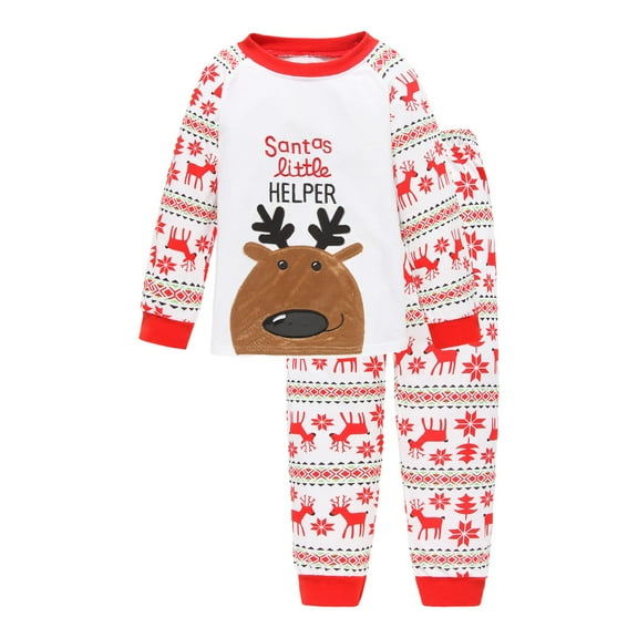 FYEGRE Festive Holiday Pajama Set for Children Cozy Long Sleeve Christmas Nightwear for Boys and Girls Seasonal Family Matching Outfits White 4-5 Years