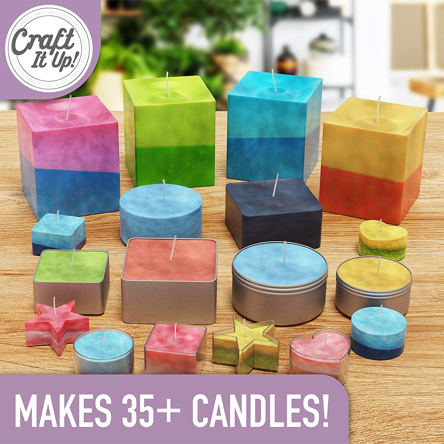 Candle Making Kit by Craft It Up! Complete DIY Beginners Set with Silicone Molds, Soy Candle Wax Supplies Plus Pot, Wicks, Essential Oils & More, Scented Homemade Candles Set for Teens & Adults - image 3 of 7