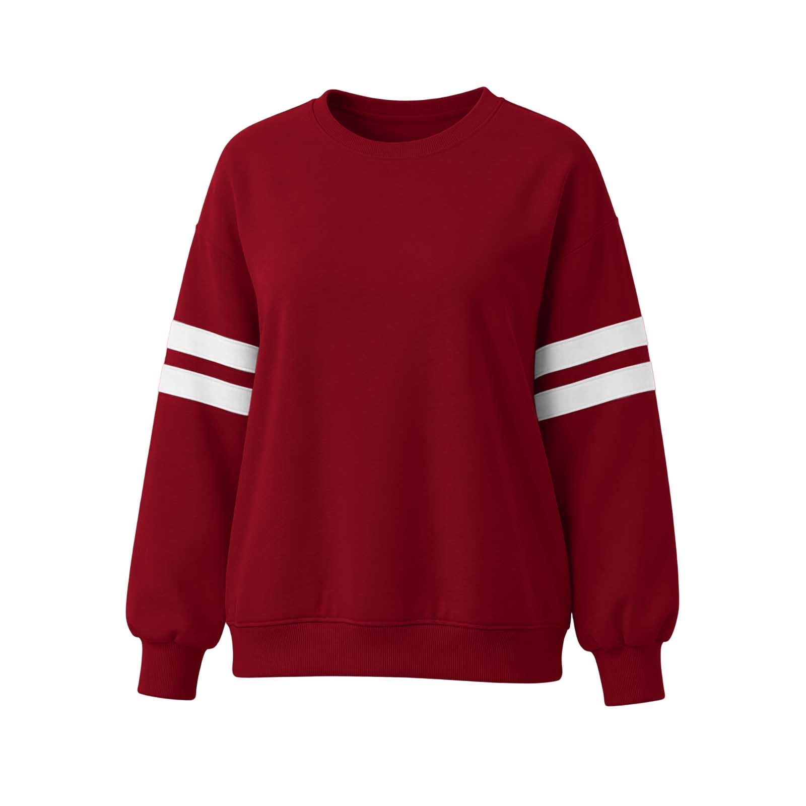 GUACER Women's Tops Oversized Crewneck Sweatshirts Varsity Stripe Long Sleeve Pullovers Soft Cozy Knit Casual Fall Campus