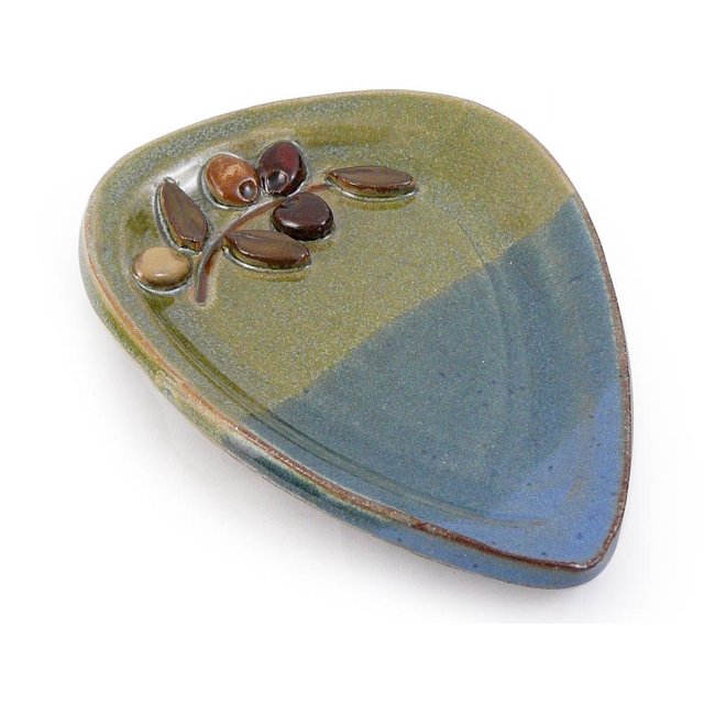 American Made ceramic Stoneware Spoon Rest with Olive Branch Motif
