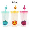 thumbnail image 4 of Halloween Cold Color Plastic Water Cup Three-piece Suit Funny Set Straw Plastic Cup, 4 of 7