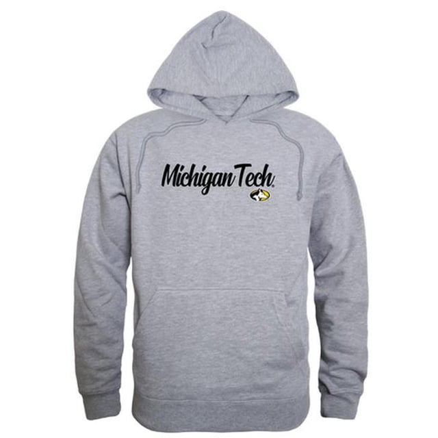 W Republic Products 558-341-HGY-04 Michigan Technological University Script Hoodie, Heather Grey - Extra Large