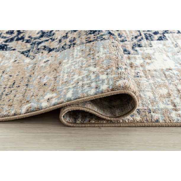 Romance Collection RugsCream Blue Distressed Washed Oriental Design