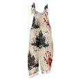 thumbnail image 6 of Halloween Jumpsuits for Women Linen Spaghetti Straps Wide Leg Overalls Floral Print Long Rompers, 6 of 6