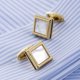 thumbnail image 4 of 1 par de gemelos cuadrados de estilo francés para camisa, gemelos de boda clásicos (dorados), 4 of 4