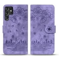 thumbnail image 2 of Nalacover for Samsung Galaxy S23 Ultra Wallet Case, Flower Cat Embossed Pattern Magnetic Premium PU Leather Soft Silicone Shockproof Cover with Card Slots Holder Kickstand Flip Folio Case,Purple, 2 of 8
