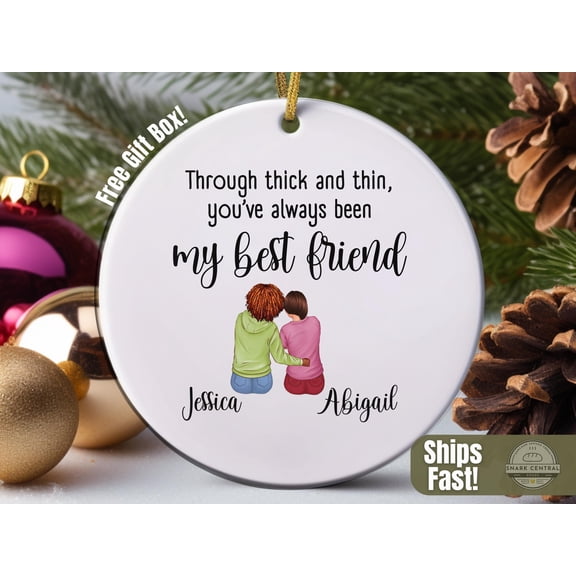 Personalized BFF Ornament, Best Friend Ornament with Names, Friendship Christmas Gift, Besties Keepsake, Ornament for Sister Friend Gift