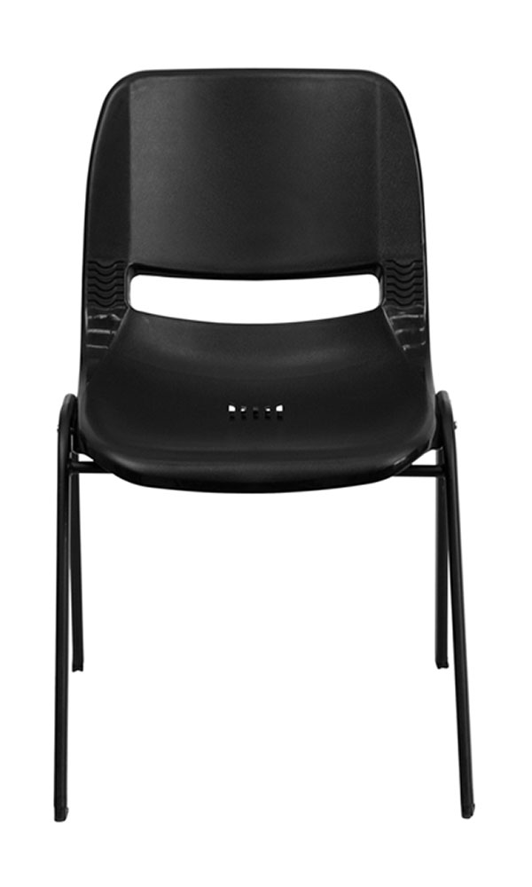 Offex 16'' Seat Height Ergonomic Shell Stack Chair with Black Frame