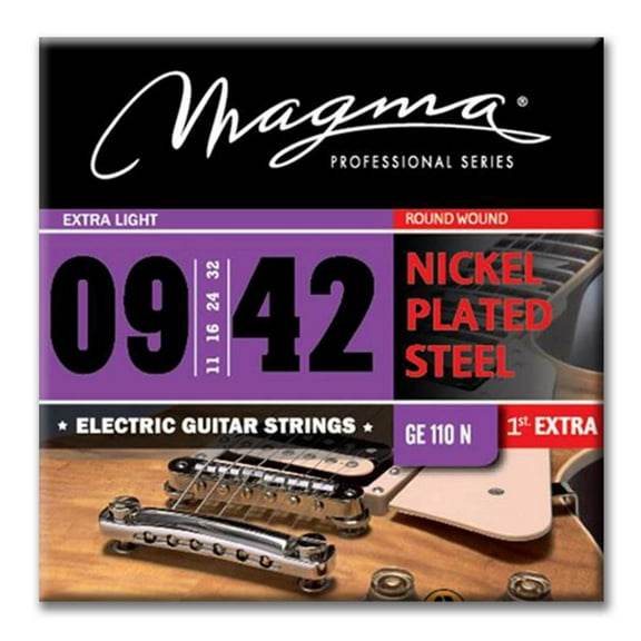 Magma Electric Guitar Strings Super Light Gauge Nickel-Plated Steel Set, .009 - .042 (GE110N)