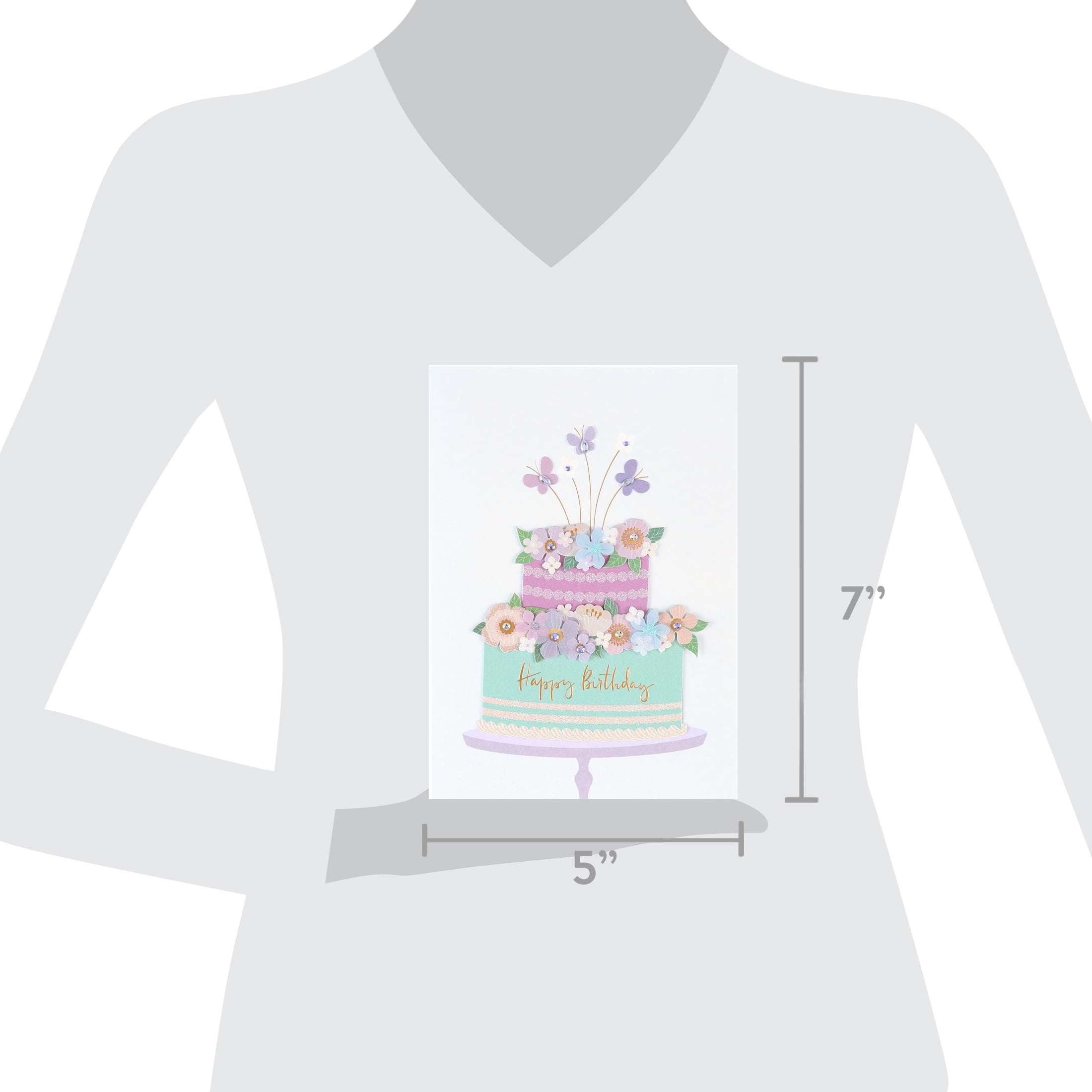 Papersong Premium Birthday Card (Floral Butterfly Cake)