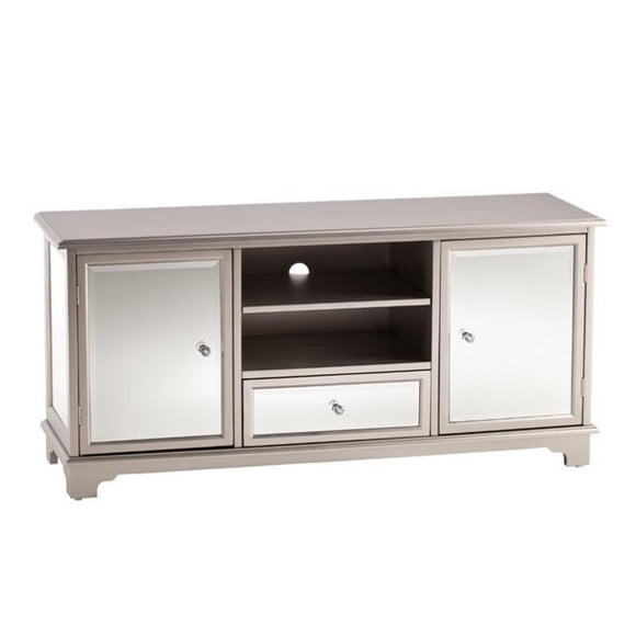 SEI Furniture Mirage 52" Mirrored TV Media Stand in Silver