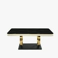 thumbnail image 5 of POVISON 71"Modern Black Faux Marble Dining Table for 4-6，with Rectangular Tabletop, Gold Legs, Dual-Circle Base, for Kitchen and Dining Room, 5 of 11