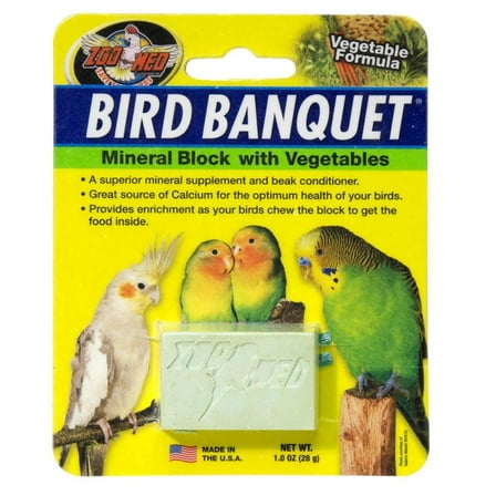 Zoo Med Labs Supplement Bird Banquet Mineral Block Veggie Formula Small Calcium