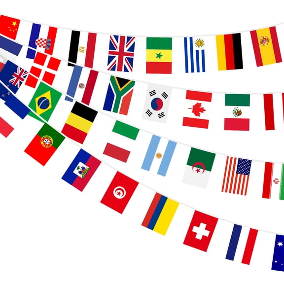 100 Countries String Flag, 98 ft International Flags Bunting Banner, World Flag Banner Decoration for School,Party,Grand Opening,Sports Events