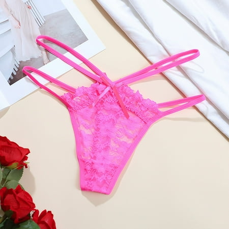 Seasonal Savings  Women s Buttocks Hot Girl Lace Panties  Breathable Thongs  Double Thin Belt  Show Waist  Sexy Temptation  For Daily Wear  Comfortable Material  Plus Size Tops Women | Hot Pink L