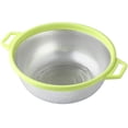 thumbnail image 1 of Colador de acero inoxidable con asa y patas, colador grande de metal verde para pasta, espaguetis, bayas, verduras, frutas y fideos, 1 of 1