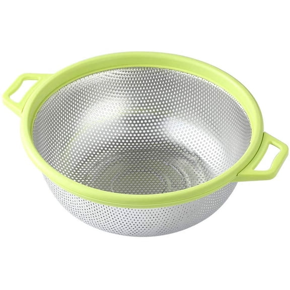 Stainless Steel Colander – with Handle & Legs, Mesh Strainer for Pasta, Spaghetti, Berries, Veggies, Fruits, Noodles, Salads, Dishwasher Safe