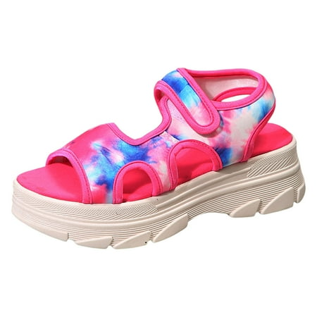 

PEASKJP Ladies Sandals Women Fashion Summer Sandals Ladies Comfortable Open Toe Sandals (Hot Pink 8.5)