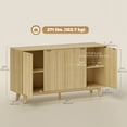 thumbnail image 3 of 55" Modern Sideboard Buffet Cabinet with Fluted Doors Wood Legs Nature Wood, 3 of 10