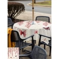 thumbnail image 4 of Outdoor Tablecloth with Umbrella Hole and Zipper, Butterfly Flower Square Table Cloth 60x60 Inch Waterproof Tablecloth, Farmhouse Vintage Country Pink Floral Picnic Table Cover for Patio Camping, 4 of 7