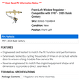 thumbnail image 2 of Front Left Window Regulator - Compatible with 1997 - 2005 Buick Century 1998 1999 2000 2001 2002 2003 2004, 2 of 2