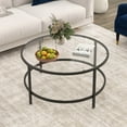thumbnail image 4 of Costway 36'' Round Coffee Table Tempered Glass Tabletop Metal Frame Living Room Black, 4 of 10