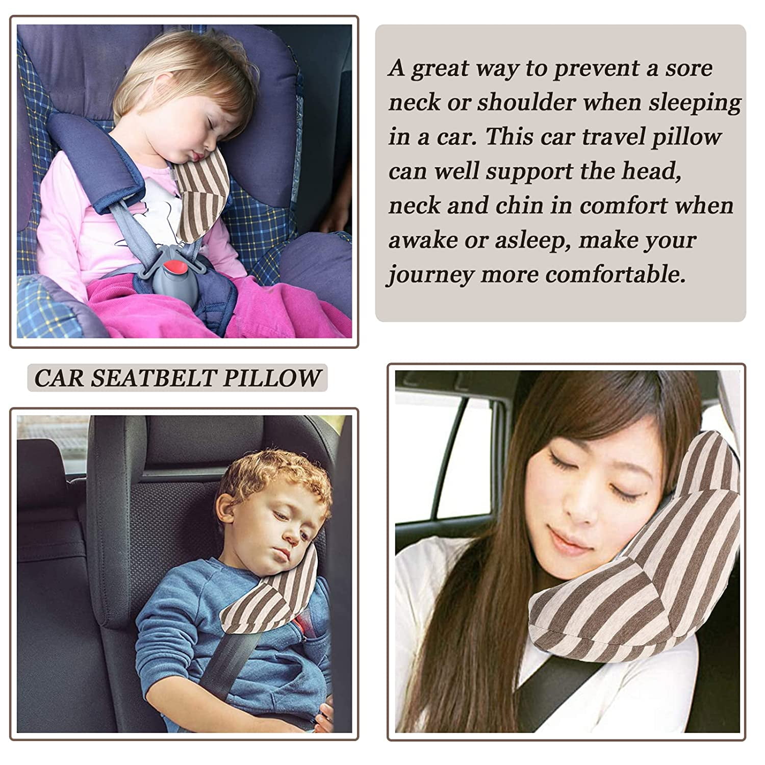 Car Seat Pillow Neck Support Cushion Pad for Kids Universal Sleeping Pillow  for Children Adults H-Shape Travel Pillow Cushion