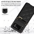 thumbnail image 4 of Allytechgroup Stylish Wallet Phone Case for Samsung Galaxy Z Flip 3 5G, Crossbody Shoulder Strap Make-up Mirror Ring Holder Stand Card Holders Shockproof Case for Girls Women, Black, 4 of 7