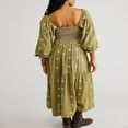 thumbnail image 4 of Robe Longue pour Femmes à Manches Longues, Encolure Carrée, Broderie Florale, Robe Évasée, 4 of 5