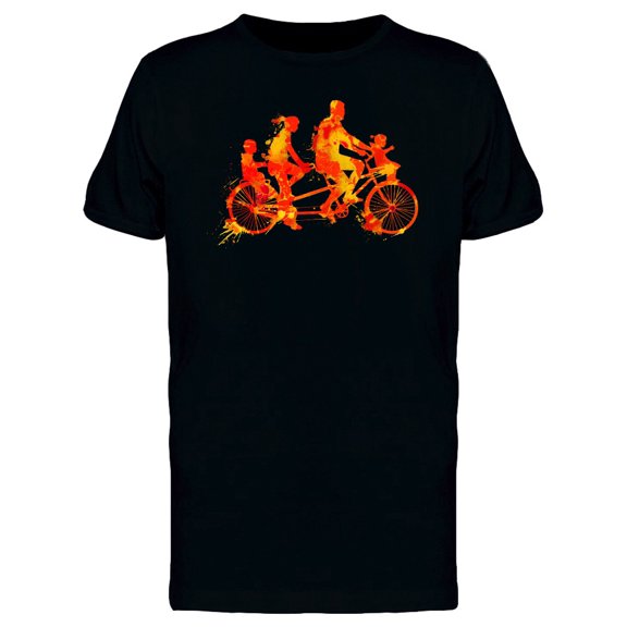Family On Tandem Bike Icon Tee Men's -Image by Shutterstock