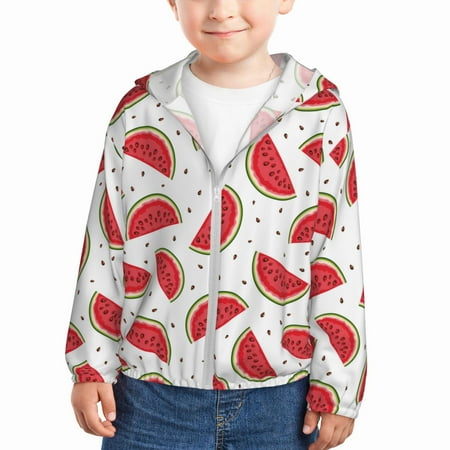 

Vsdgher Watermelon Kids Sun Protection Hoodie with Zip Rash Guard Tops Children s Long Sleeve Sun Protection Clothing - 2 Years