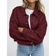 thumbnail image 5 of Chaqueta Corta de Ante Sintético para Mujer, Informal, Ligera, para Otoño e Invierno. Vino Tinto L, 5 of 8