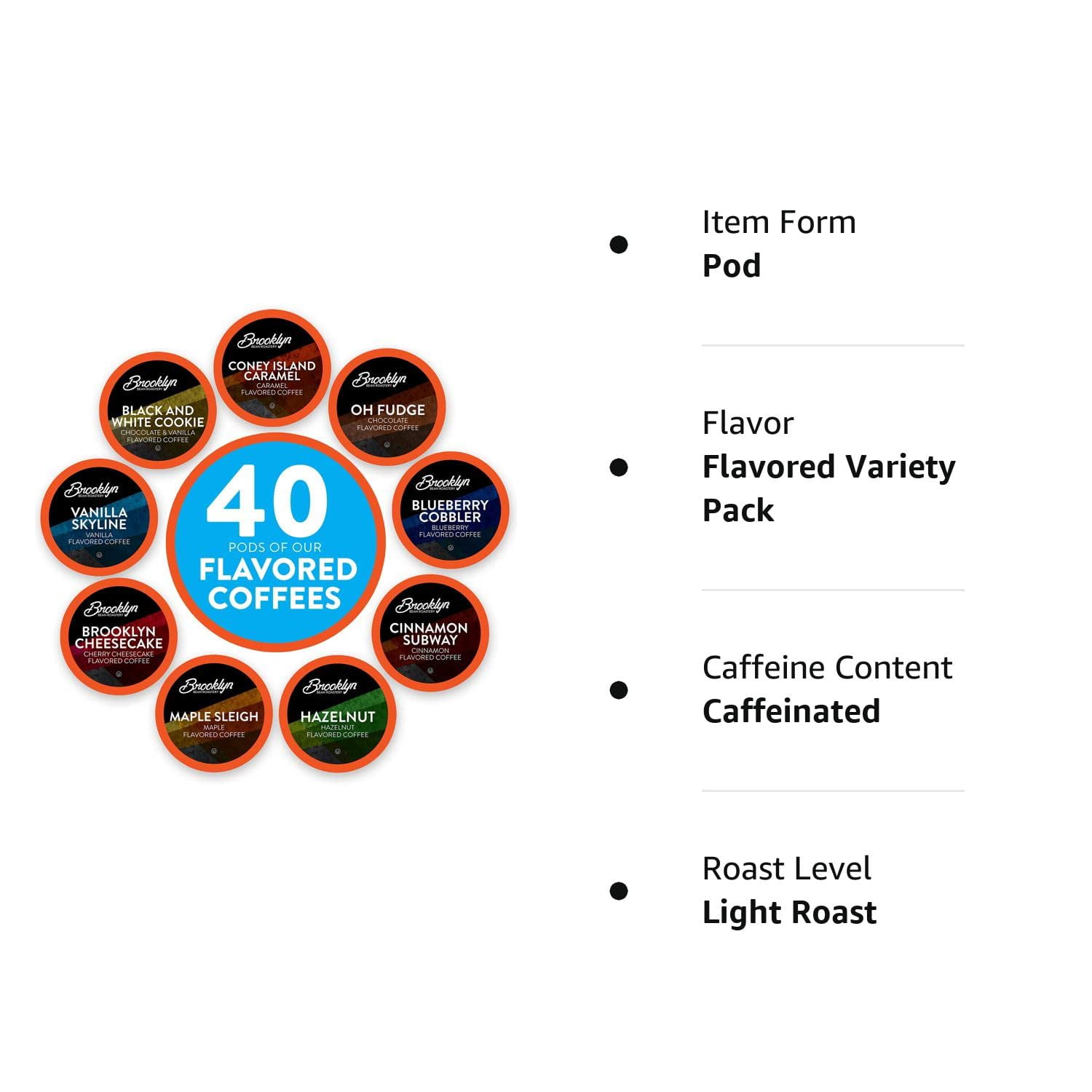 Brooklyn Bean Roastery Medium Roast Gourmet Coffee Pods, 40-Pack