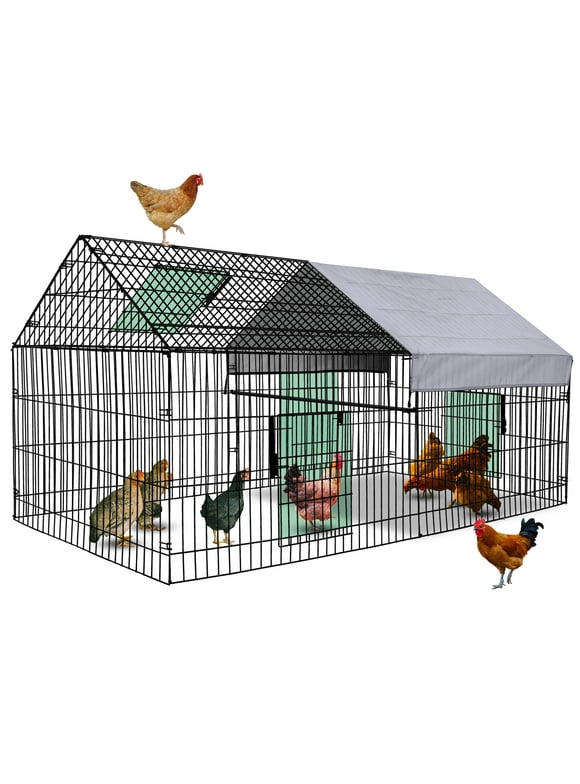 Suchown Chicken Coop, 87''x40'' Large Metal Chicken Run Cage House Rabbit Enclosure with UV-Resistant Oxford Cloth Cover