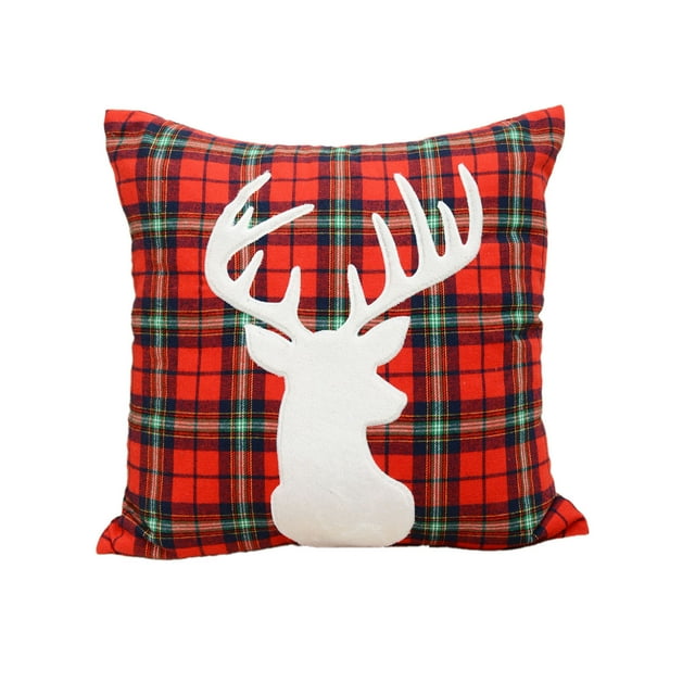 Cubiertas de Almohada de Navidad Nuevo Funda de Almohada Bordada de Navidad Pequeño Ciervo de Nieve 45x45 Cubierta de Cama Cubiertas de Almohada de Otoño