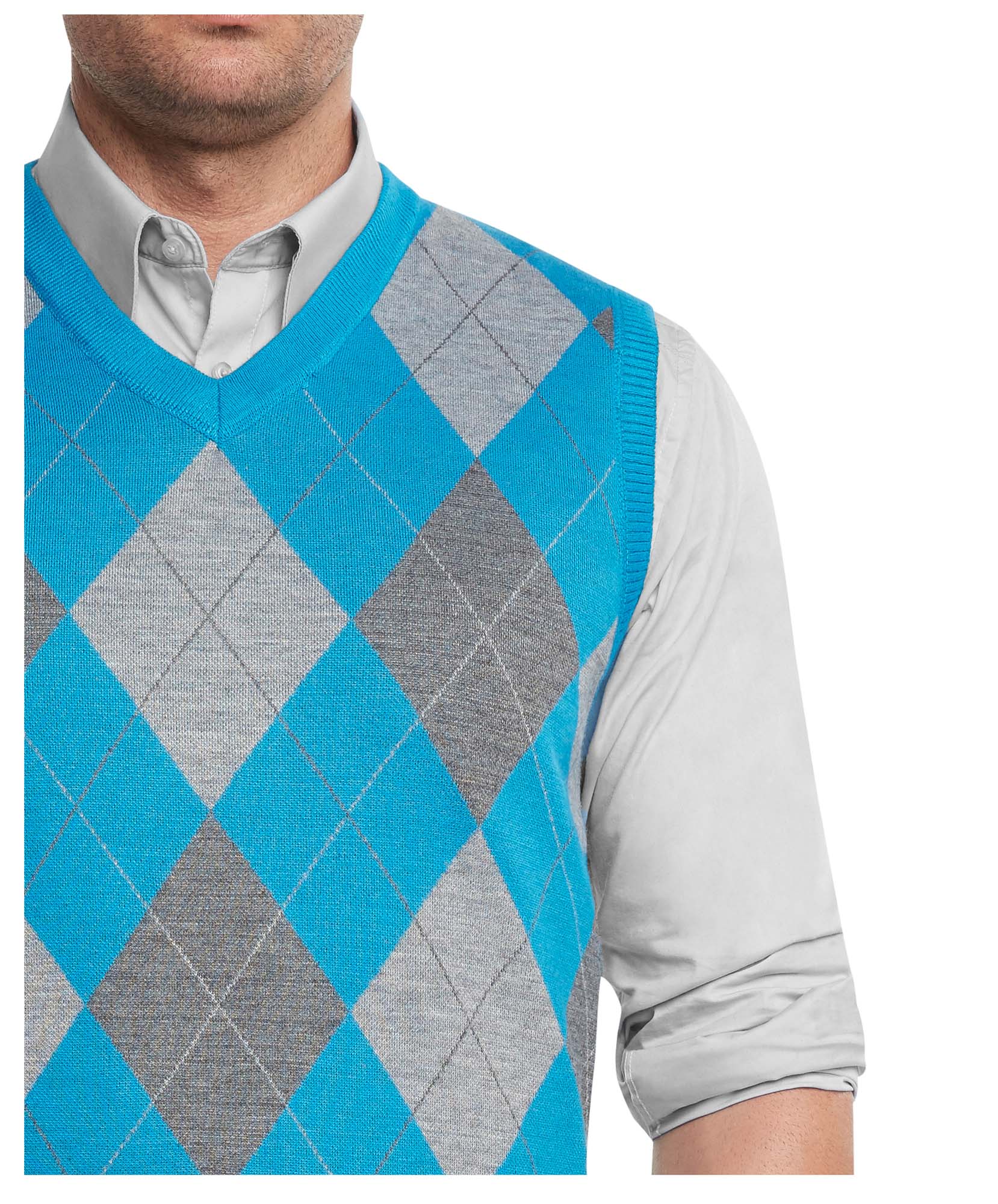 True Rock Men's Argyle V-Neck Sweater Vest (Turquoise/Gray, X-Large) - image 2 of 4