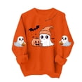 thumbnail image 6 of Women's Halloween Sweatshirt Cute Ghost Print Long Sleeve Crew Neck Relaxed Fit Casual Pullover Fall Holiday Party Tops 2026, 6 of 8