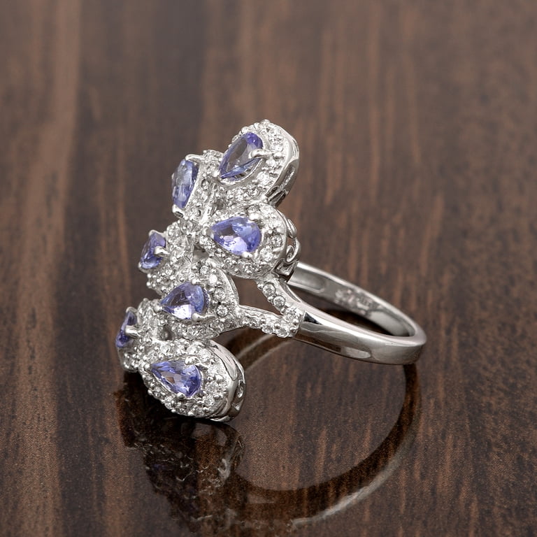 LOVELY 1.5 CT TANZANITE 925 STERLING SILVER RING SIZE 5-10