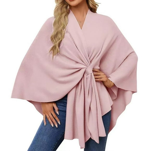 FADAACAI Shawl Wraps for Women,Women's Elegant Shawl Soft Open Front Poncho Sweater For Spring Fall Winter,Ponchos for Women,Wraps for Women Pink One Size Clearance!
