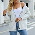 thumbnail image 5 of IROINNID Women's Cardigan Shacket Jacket V-Neck Solid Color Long Sleeve Loose Autumn Winter Pocket Button s Cardigan Coat Tops, White, 5 of 7