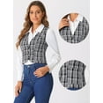 thumbnail image 2 of DARING DIVA Women's Plaid Single Breasted Sleeveless Racerback Waistcoat XS Black White, 2 of 6