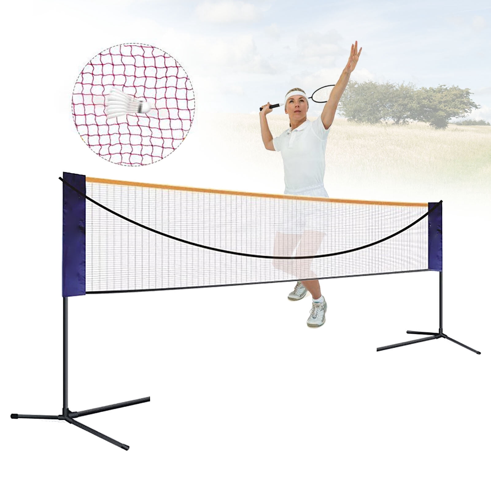 20 Feet -Portable Badminton Volleyball Tennis Net Set with Stand/Frame Carry Bag  For Playing Badminton