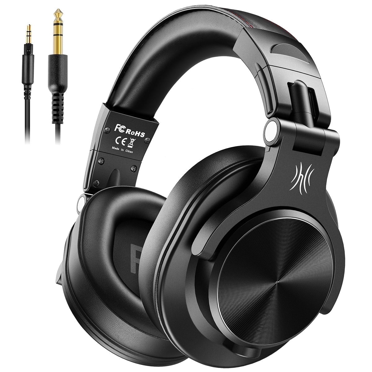 OneOdio Over-Ear Wired Headphones Corded Headphones with Dual Plugs Hi-Res Stereo Sound & Mic Long Cords for Laptop TV Computer-A71 Black