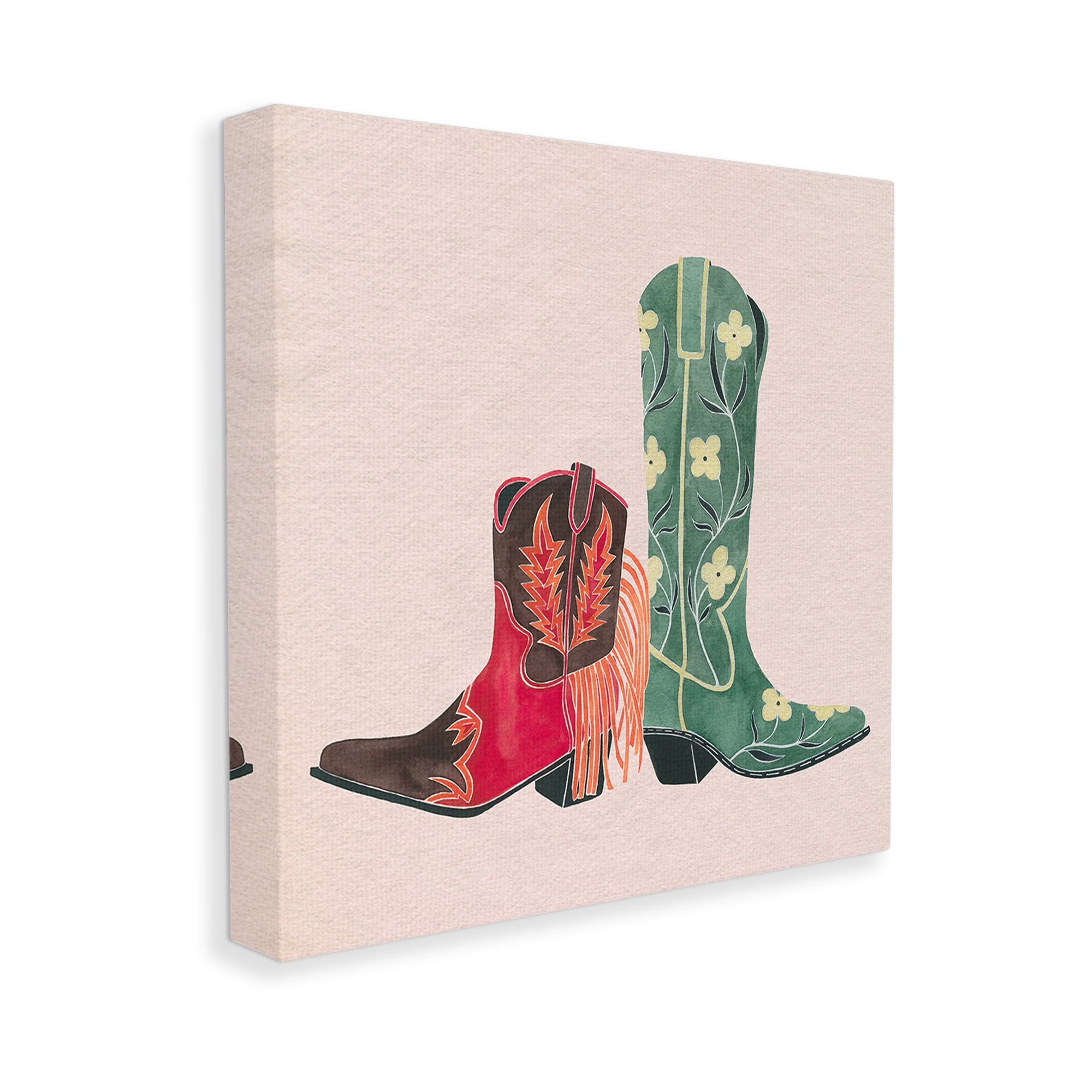 Stupell Industries Patterned Cowgirl Boots Beauty & Fashion Painting Gallery Wrapped Canvas Art Print Wall Art, 36 x 36