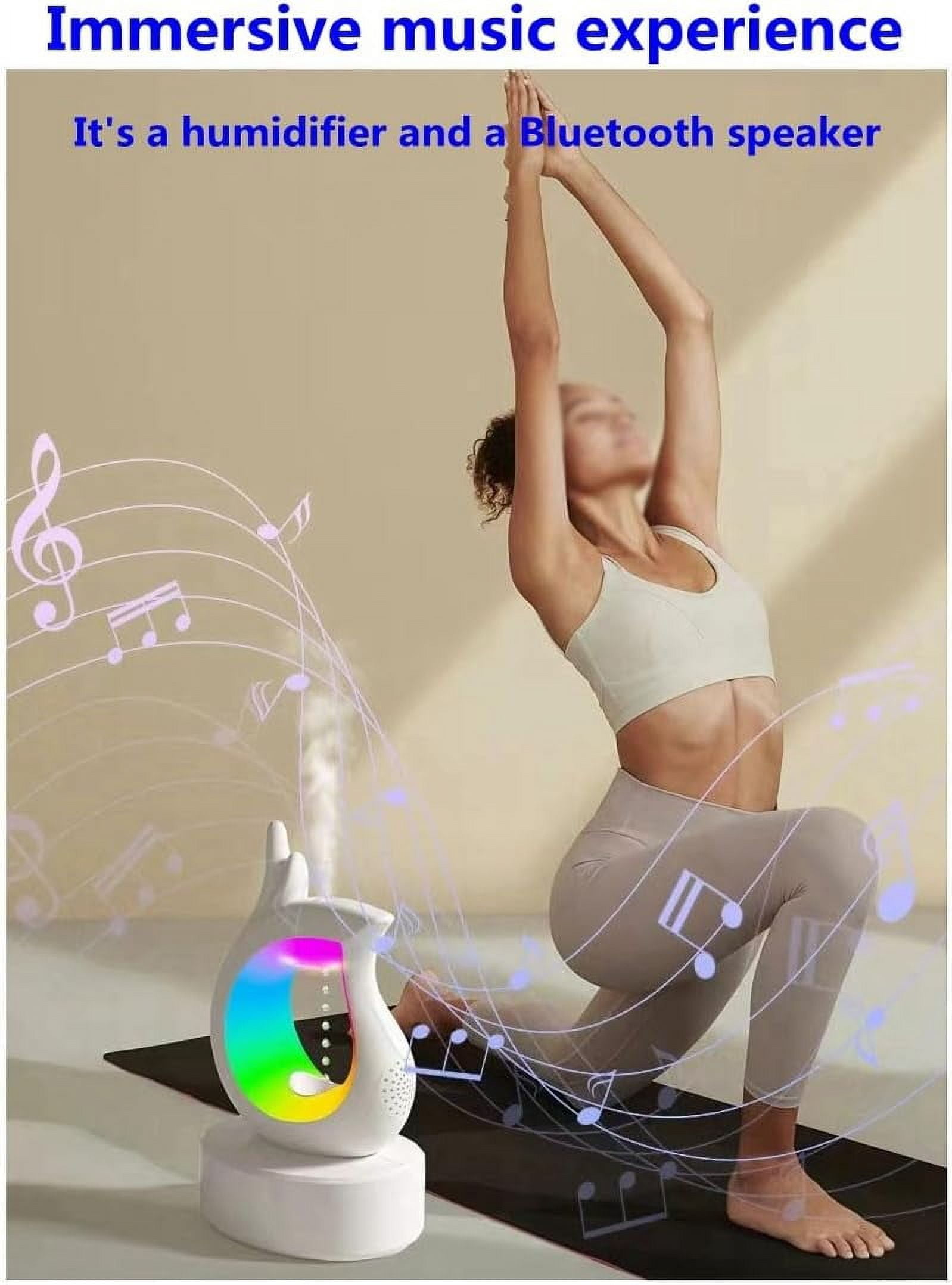 Anti Gravity Humidifier Water Drop Bluetooth Speaker with RGB LED Night Light 450ml Mist Humidifier Bedside Lamp Desktop Humidifier Auto Power-Off Protection for Large Room Bedroom Home Office