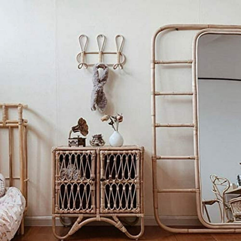 Rattan Wall Hooks Kids Garments Organizer Rack Clothes Hat Hanging Hook  Rattan Hanger Kids Room Decor Hanger Handmade 